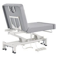 Thumbnail for WellRelax Dual-Motor Therapy Table with Tilting Pillow Gray Rear Angled View With Foot Control On White Background