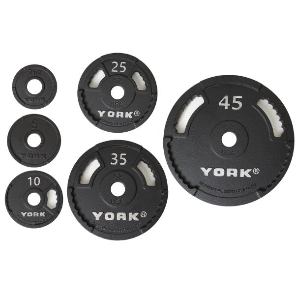 York Barbell G2 Cast Iron Plates – Olympic Weight Plate Sets