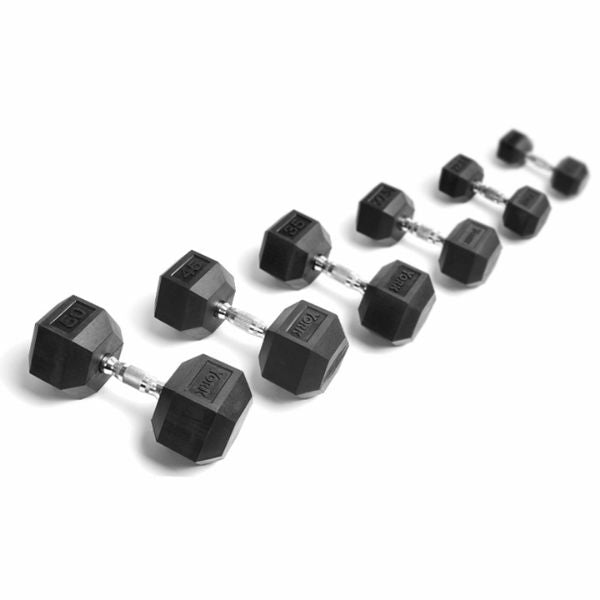York Barbell Rubber Hex Dumbbell Set – Multiple Weight Ranges