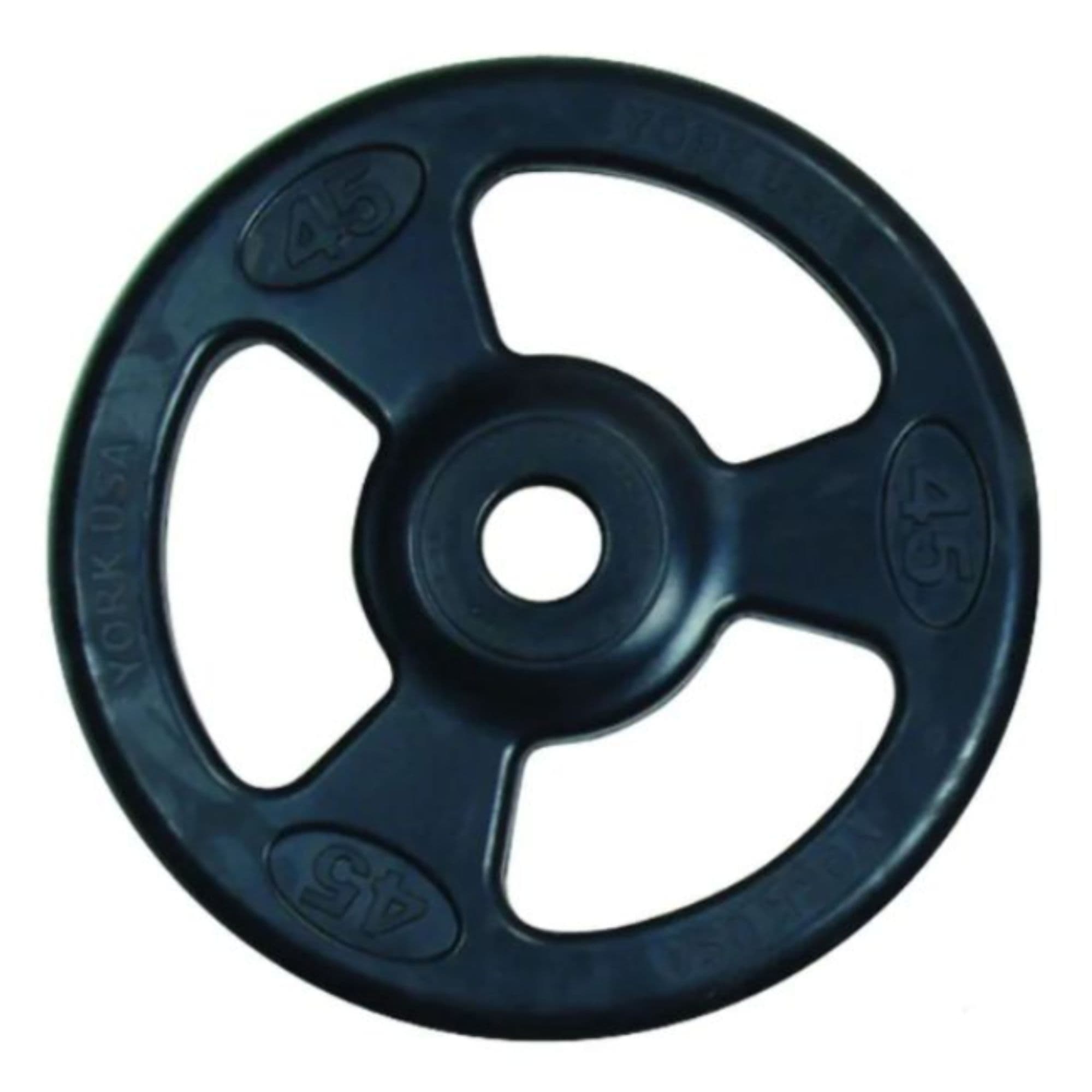 York Barbell 2Inches Iso-Grip Rubber Encased Steel Olympic Plate Sets Close Up View In Individual Size On White Background