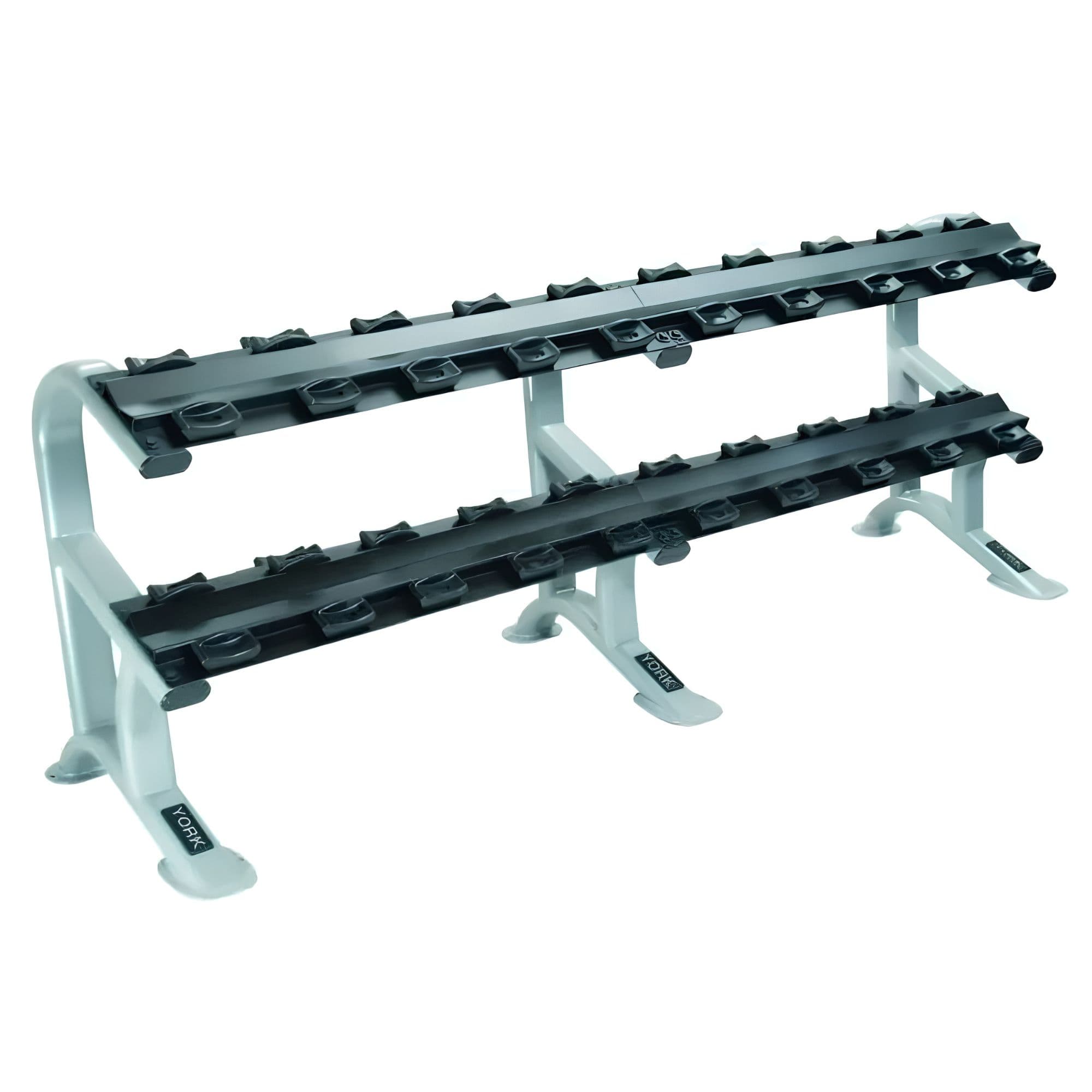York Barbell 2 Tier Dumbbell Stand Front Angle View On White Background
