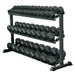 York Barbell 5-75lb Rubber Hex Dumbbell Set With Rack Full Rack View On White Background