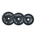 York Barbell Cable Attachment Set With Rack Full View Of Three Weight Options On White Background