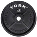 York Barbell Cast Iron Plates 45LB Detailed View On White Background