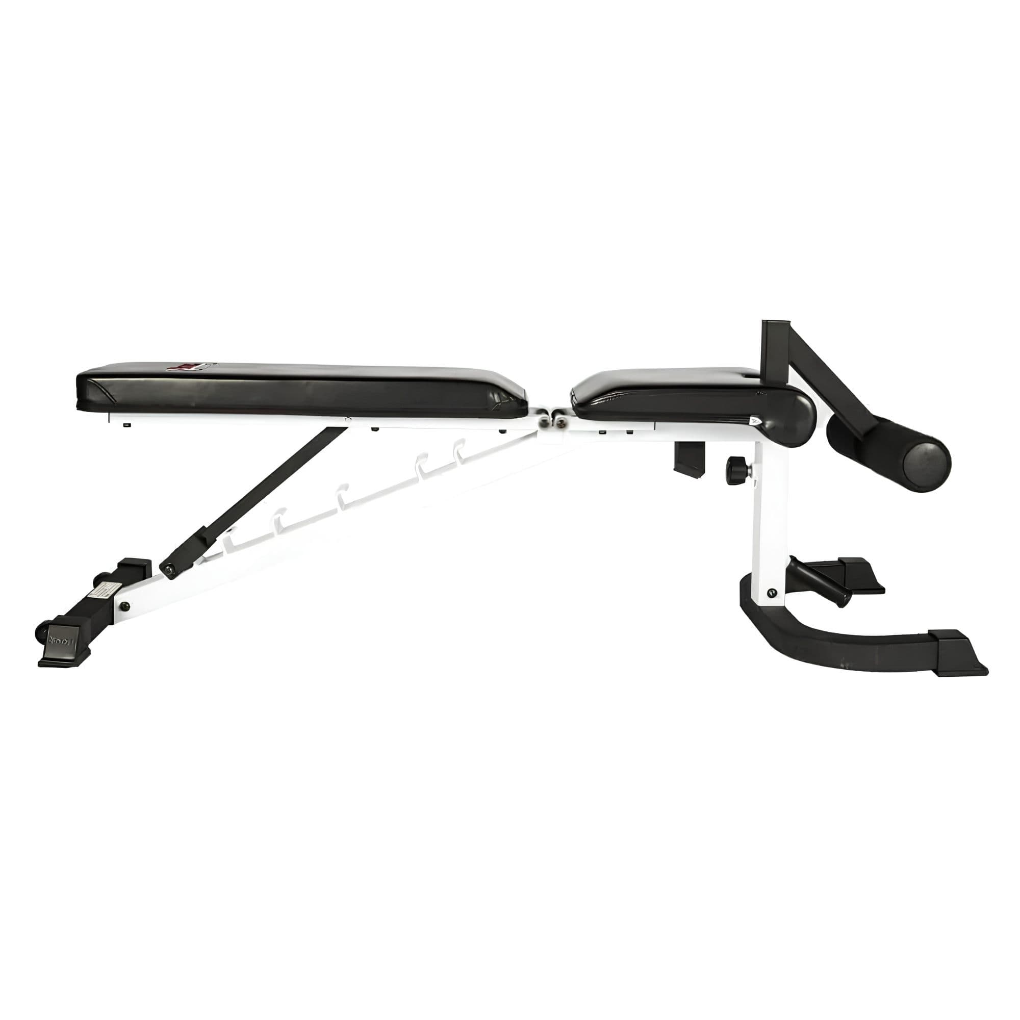 York Barbell FTS FID Adjustable Bench Press 48004 Fully Reclined Side View On White Background