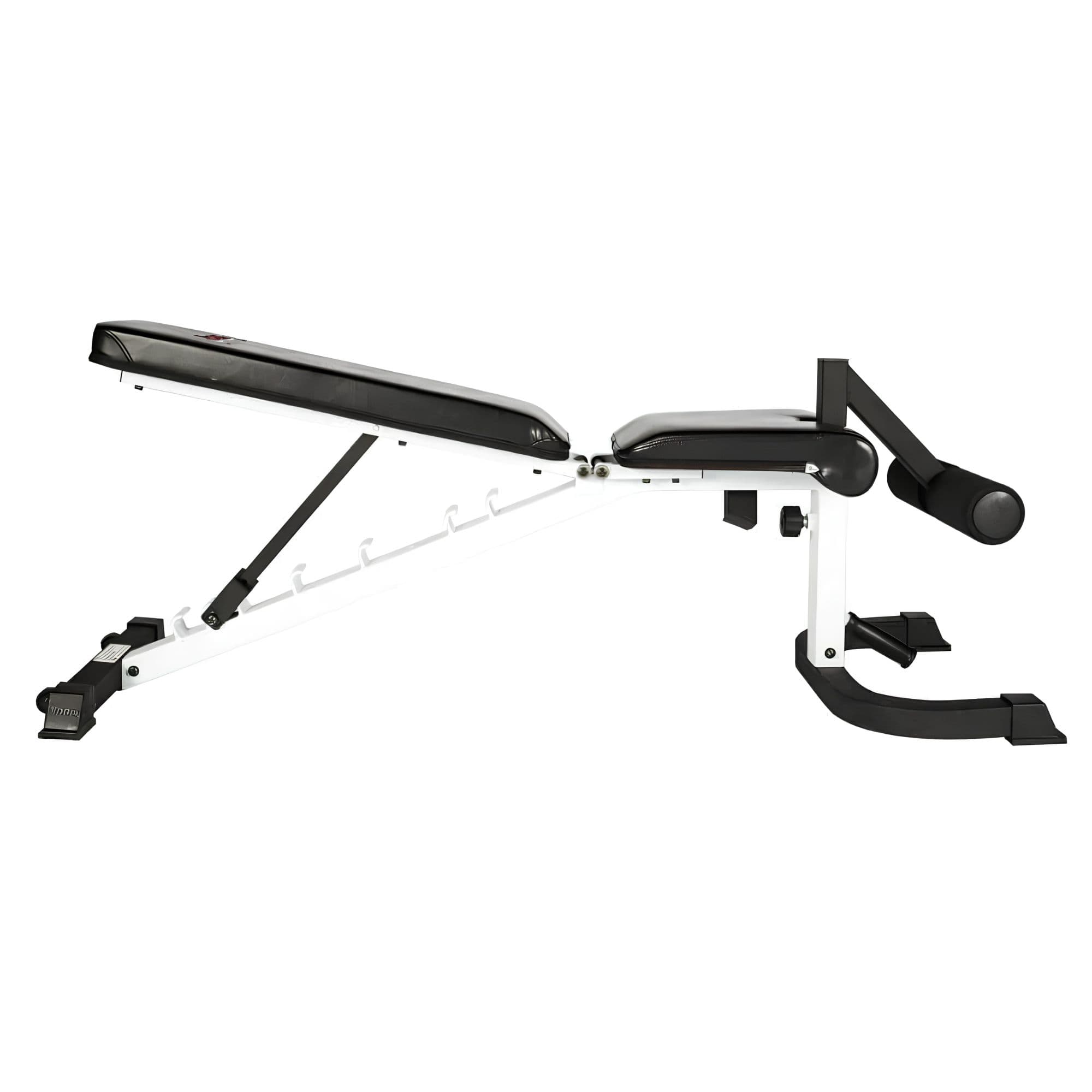 York Barbell FTS FID Adjustable Bench Press Near-Flat Position Side View On White Background