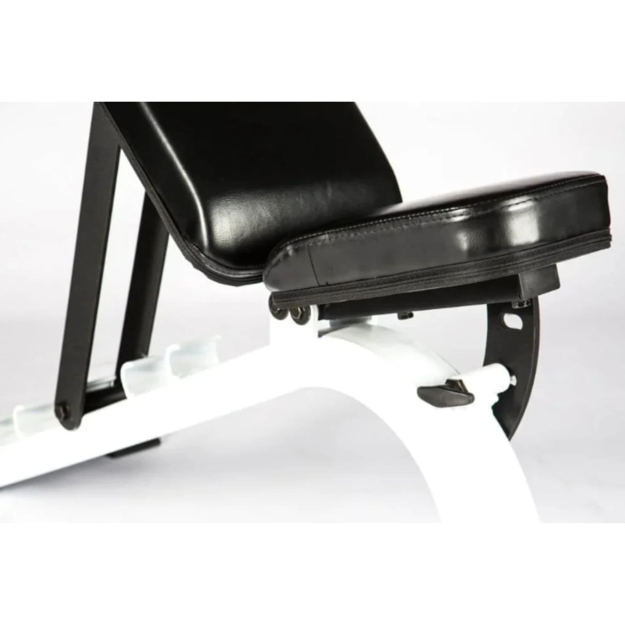 York Barbell FTS Flat-to-incline Adjustable Utility Bench 48003 Close-Up View Of Seat Adjustment On White Background
