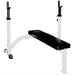 York Barbell FTS Olympic Fixed Flat Bench With Uprights Full Front Angle View On White Background