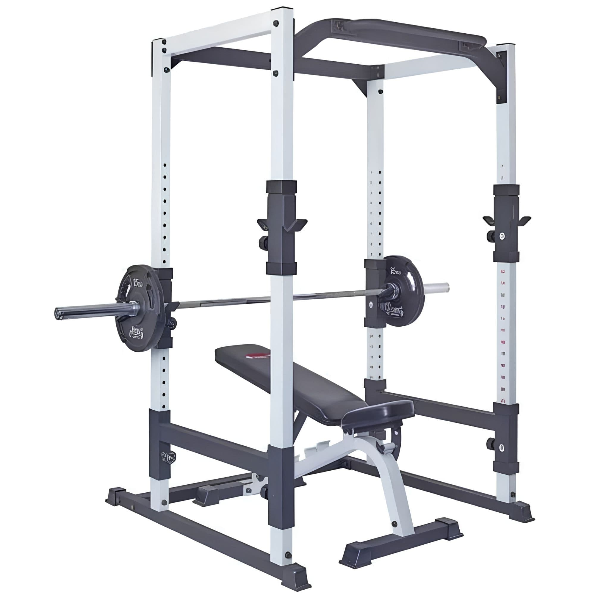 York Barbell FTS Power Cage Full Product Front Angled View On White Background