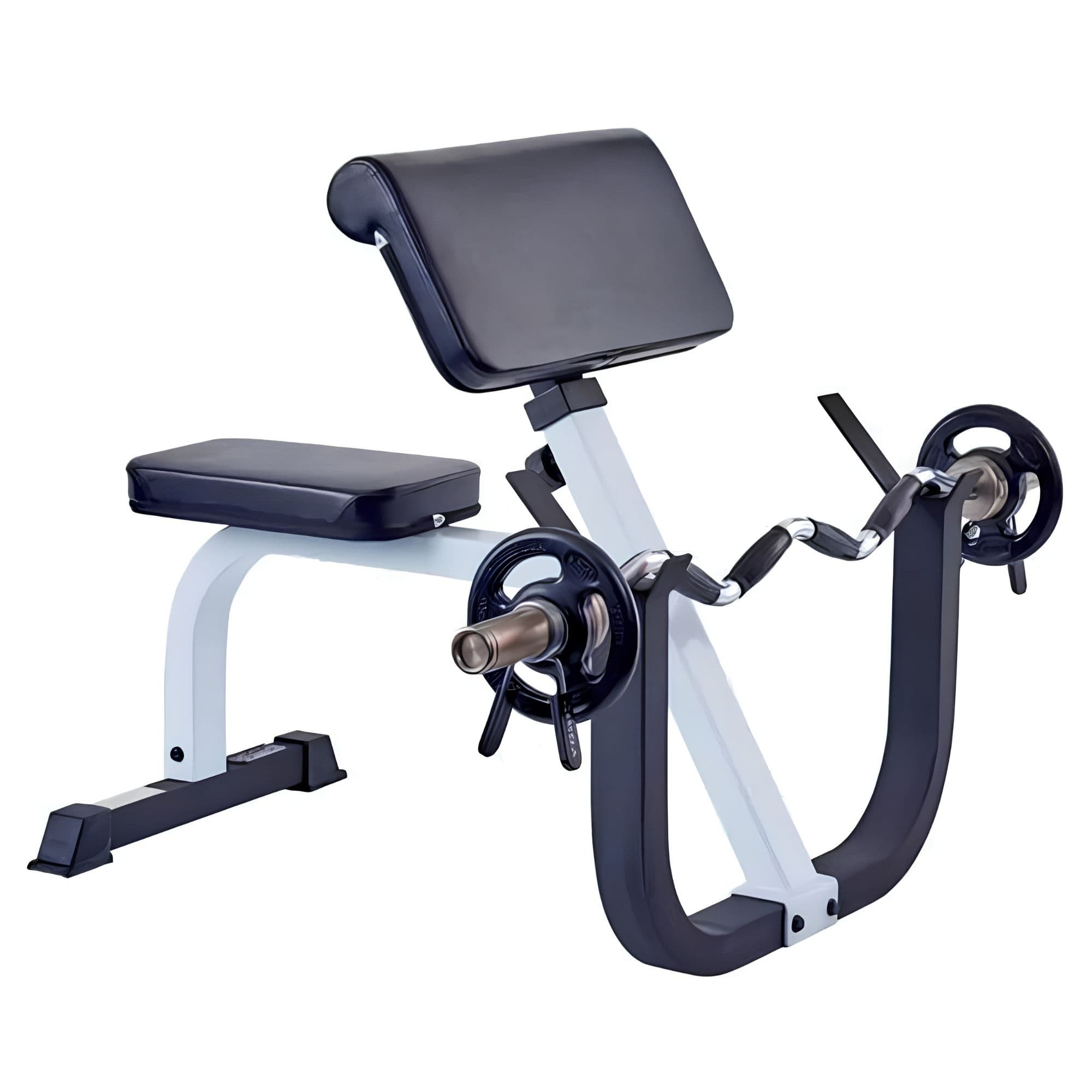 York Barbell FTS Preacher Curl Bench Complete Preacher Curl Setup On White Background