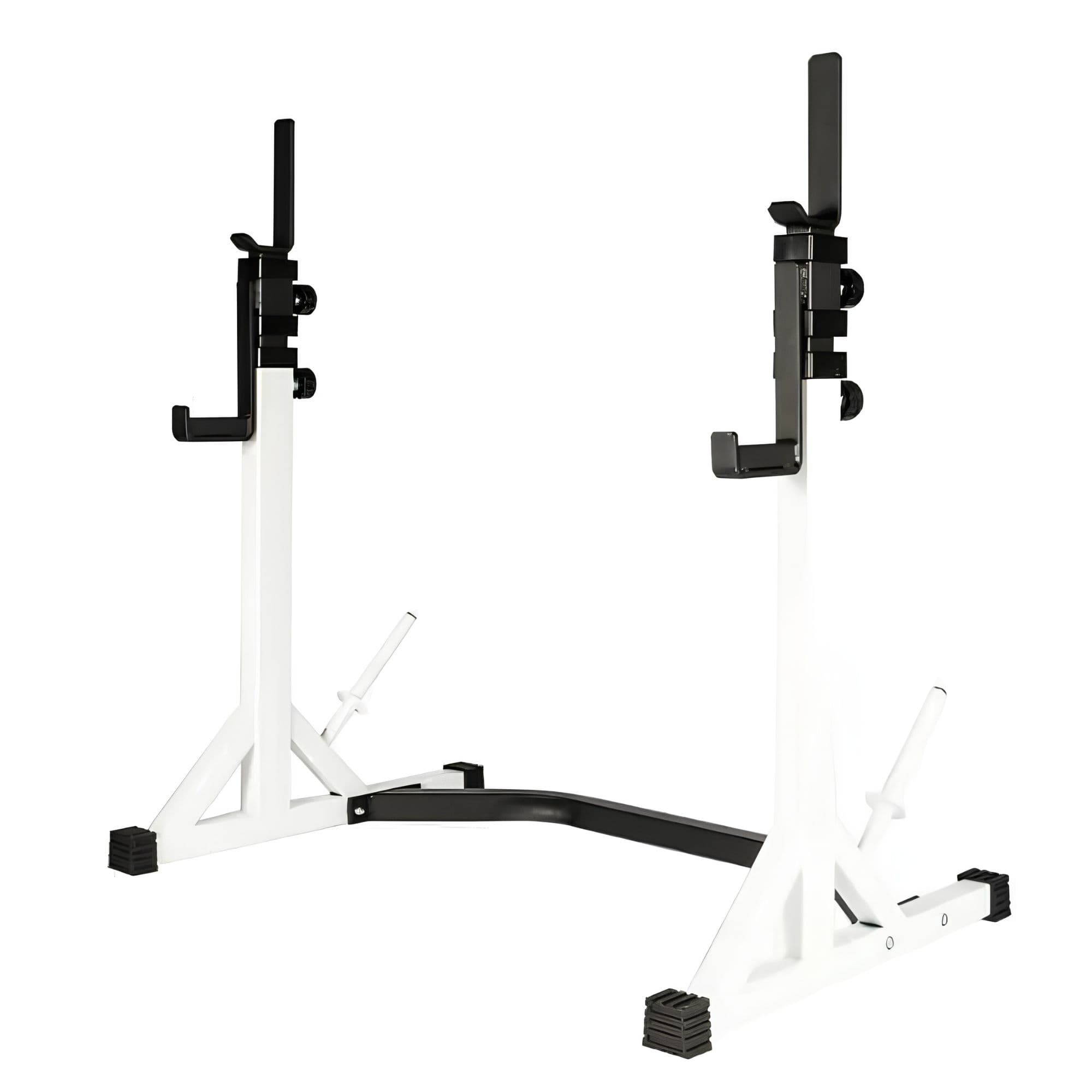 York Barbell FTS Press And Squat Stand Showing The Lowest Height Position On White Background