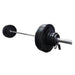 York Barbell G-2 Rubber Encased Olympic Plate And Barbell Set Close-Up View On White Background