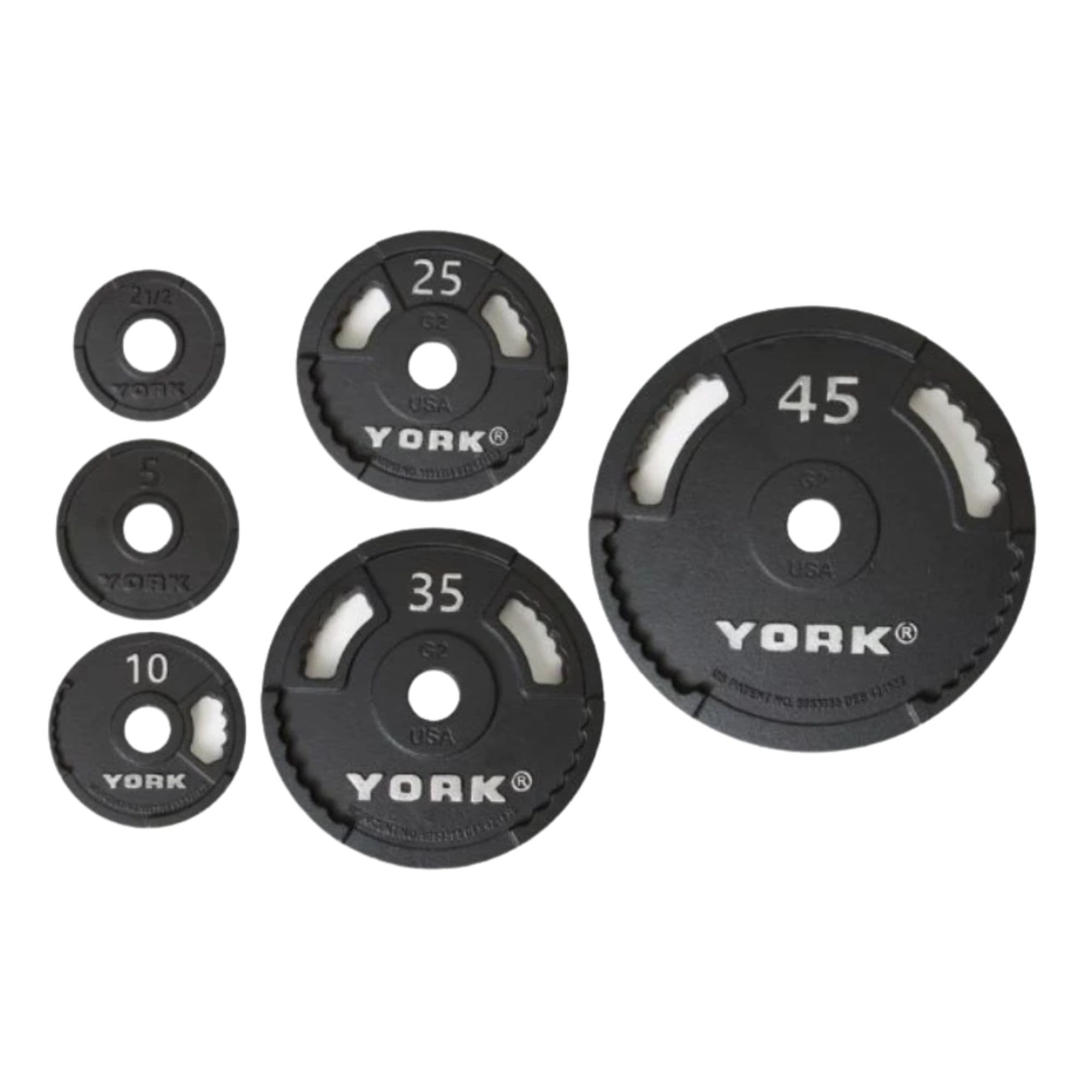 York Barbell G2 Cast Iron Plates – Olympic Weight Plate Sets Complete Product View On White Background