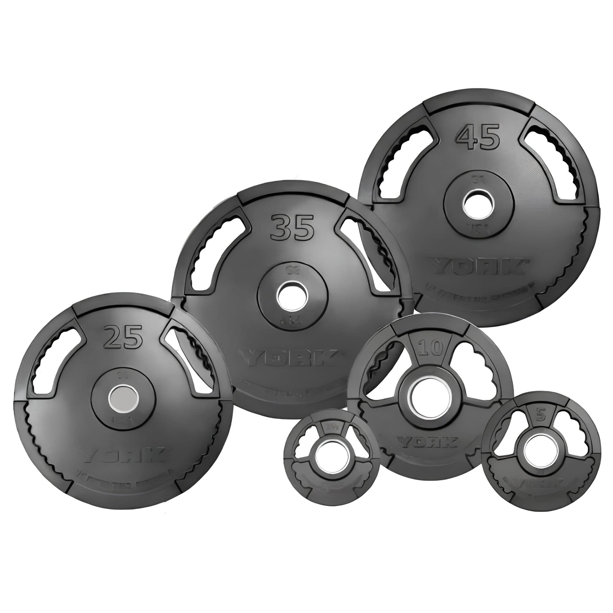 York Barbell G2 Rubber Thin Line Olympic Weight Plate Sets Complete Product Set View On White Background