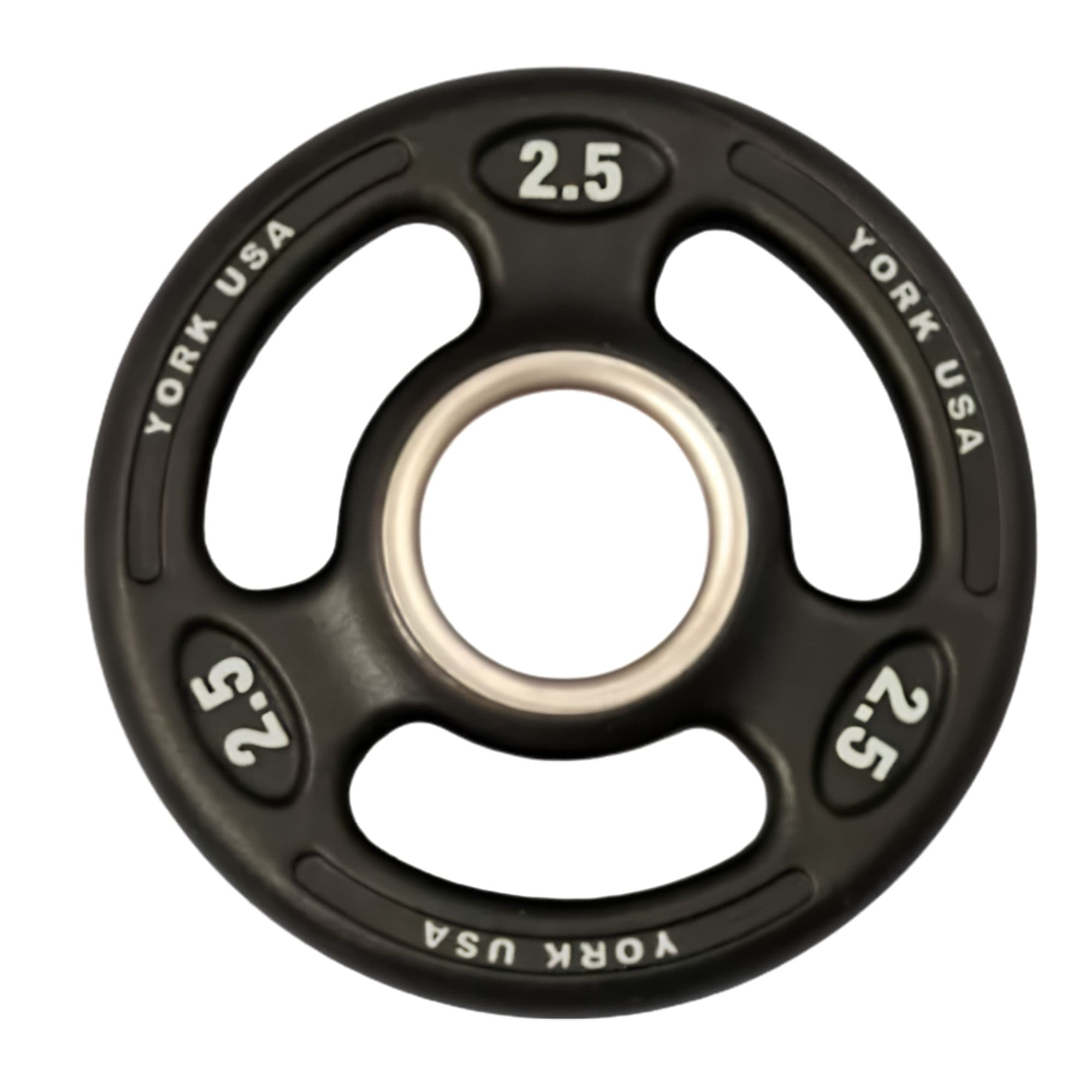 York Barbell Iso-Grip Urethane Plate Sets Detailed View Of 2.5 LB On White Background