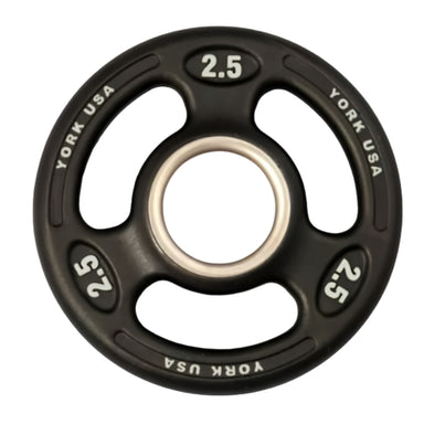 York Barbell Iso-Grip Urethane Plate Sets Detailed View Of 2.5 LB On White Background