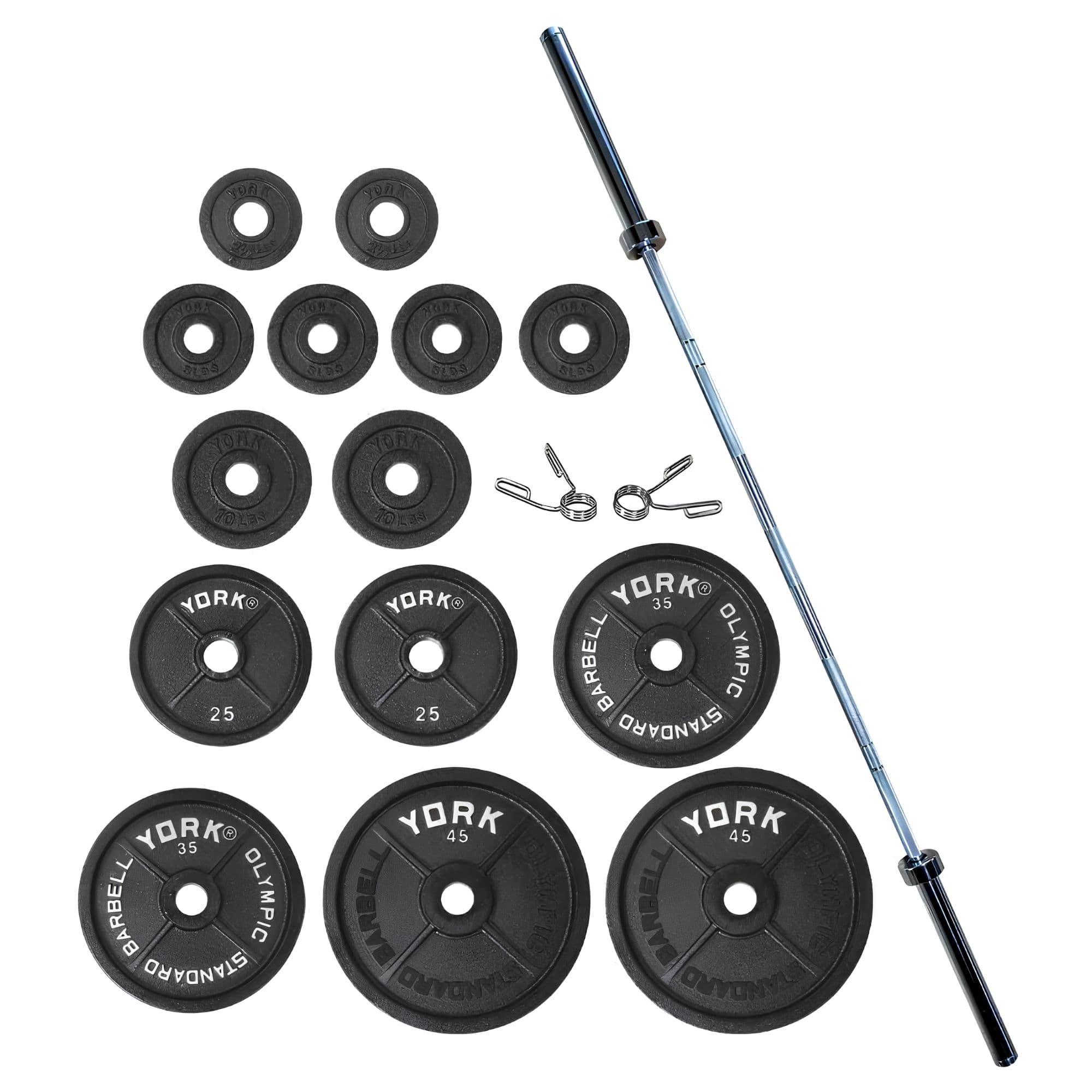 York Barbell Legacy Cast Iron Milled Olympic Plate Set Complete Product View On White Background