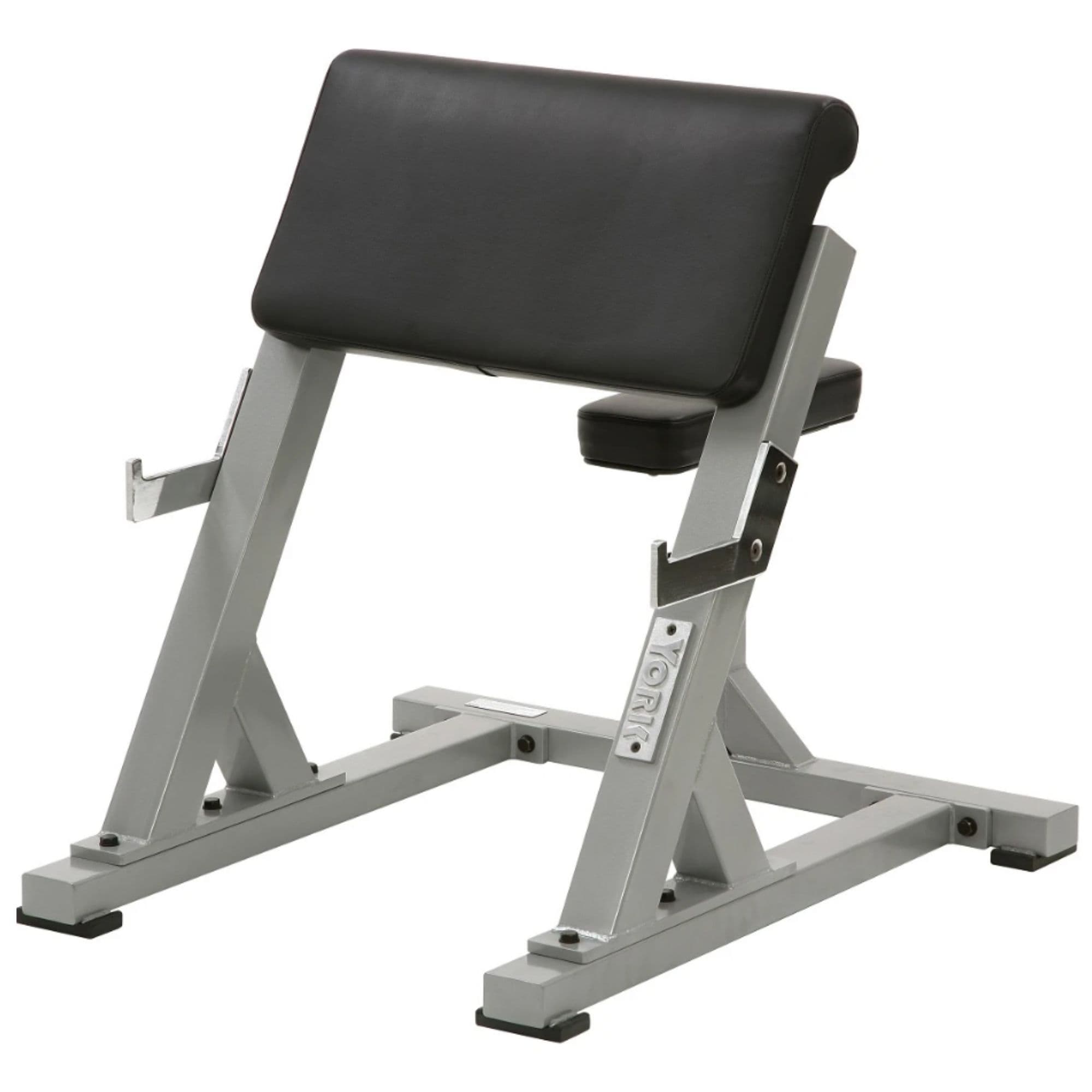 York Barbell Preacher Curl Silver Variant Front Angle View On White Background