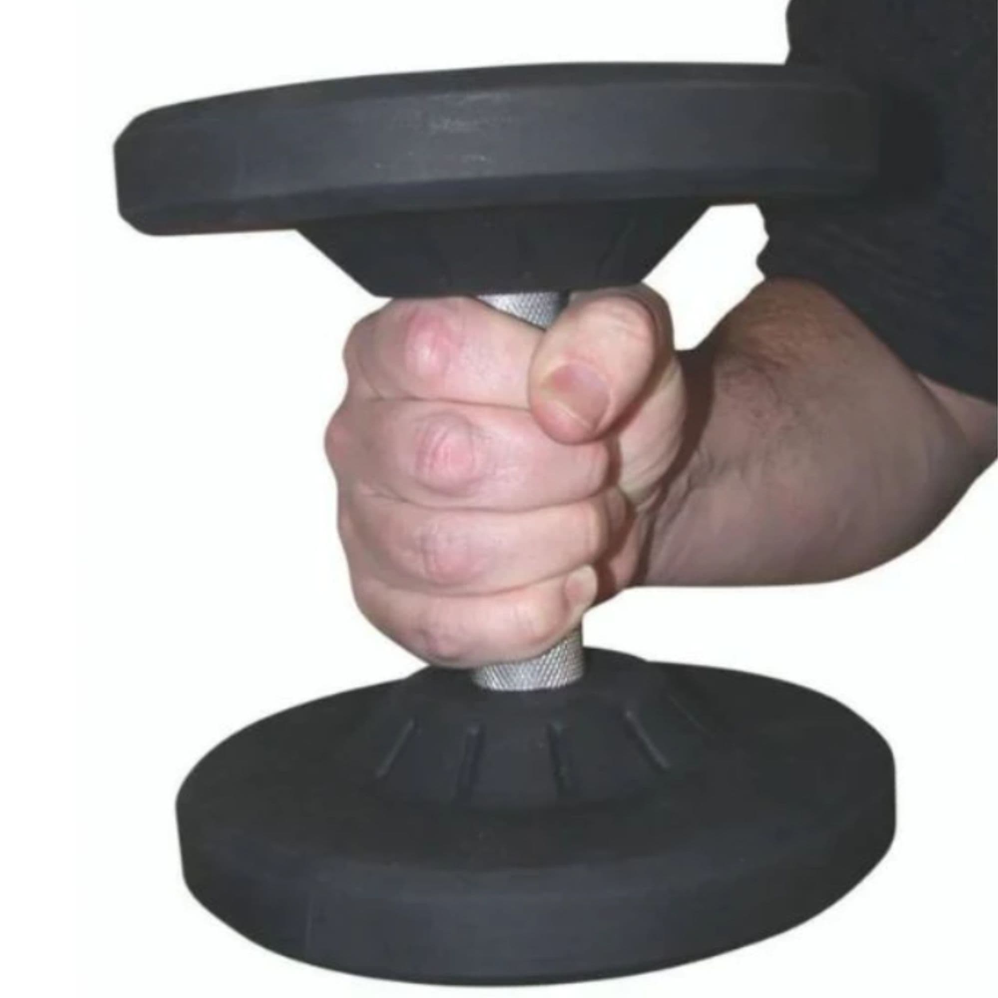York Barbell Pro Style Dumbbell Close-up View Held In Hand On White Background