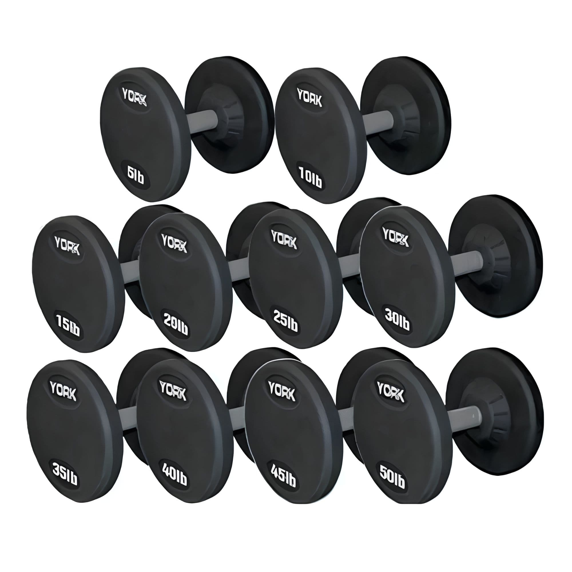 York Barbell Pro Style Dumbbell Full Multiple Weights Option On White Background