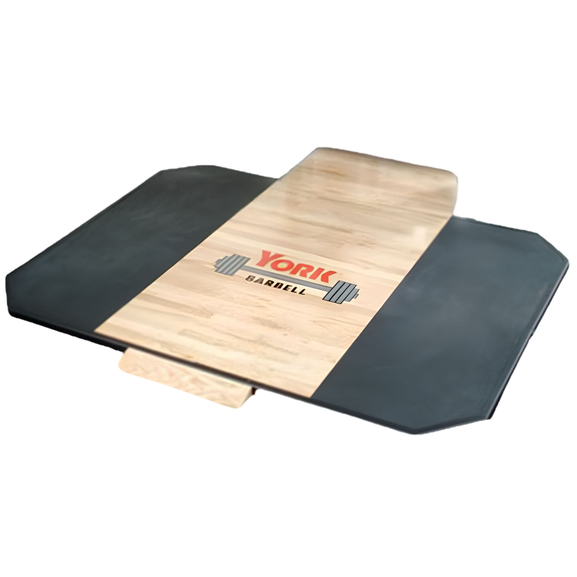 York Barbell Red Oak Platform For Use With Insets Only Detailed Front Angle View On White Background