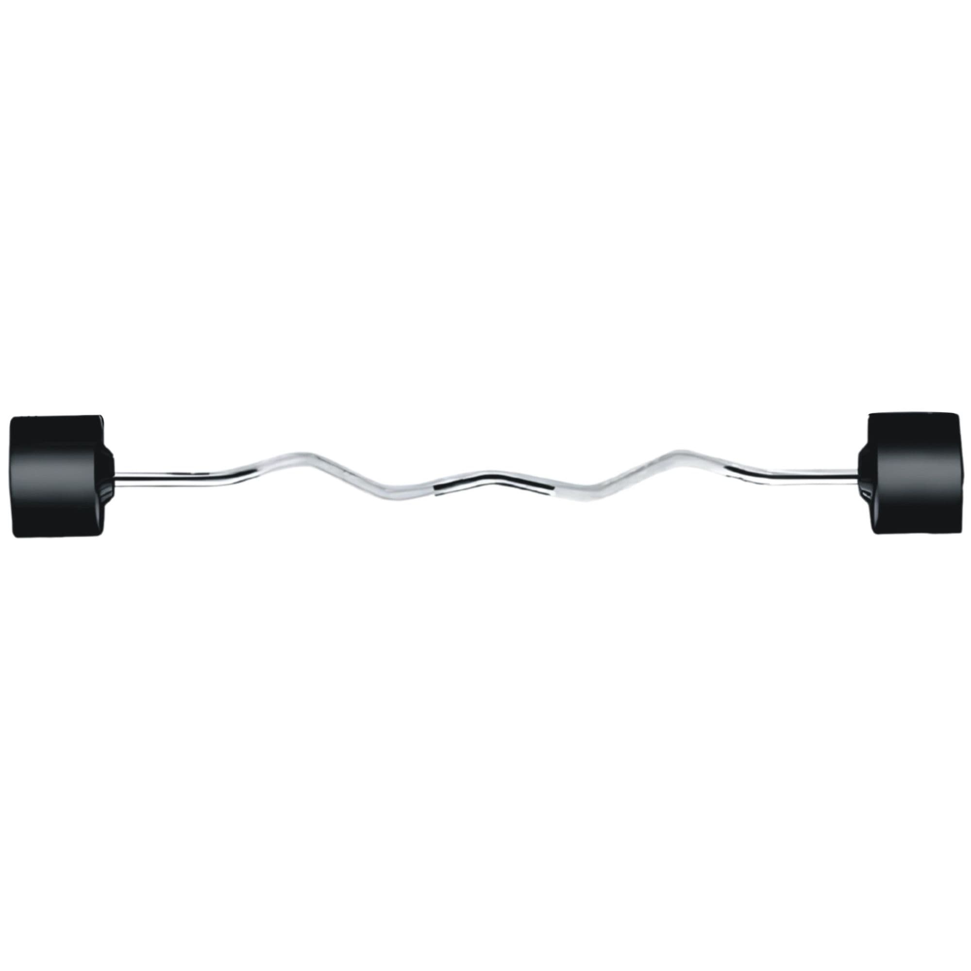 York Barbell Rubber Fixed Pro Curl Barbell Set Detailed Individual View On White Background