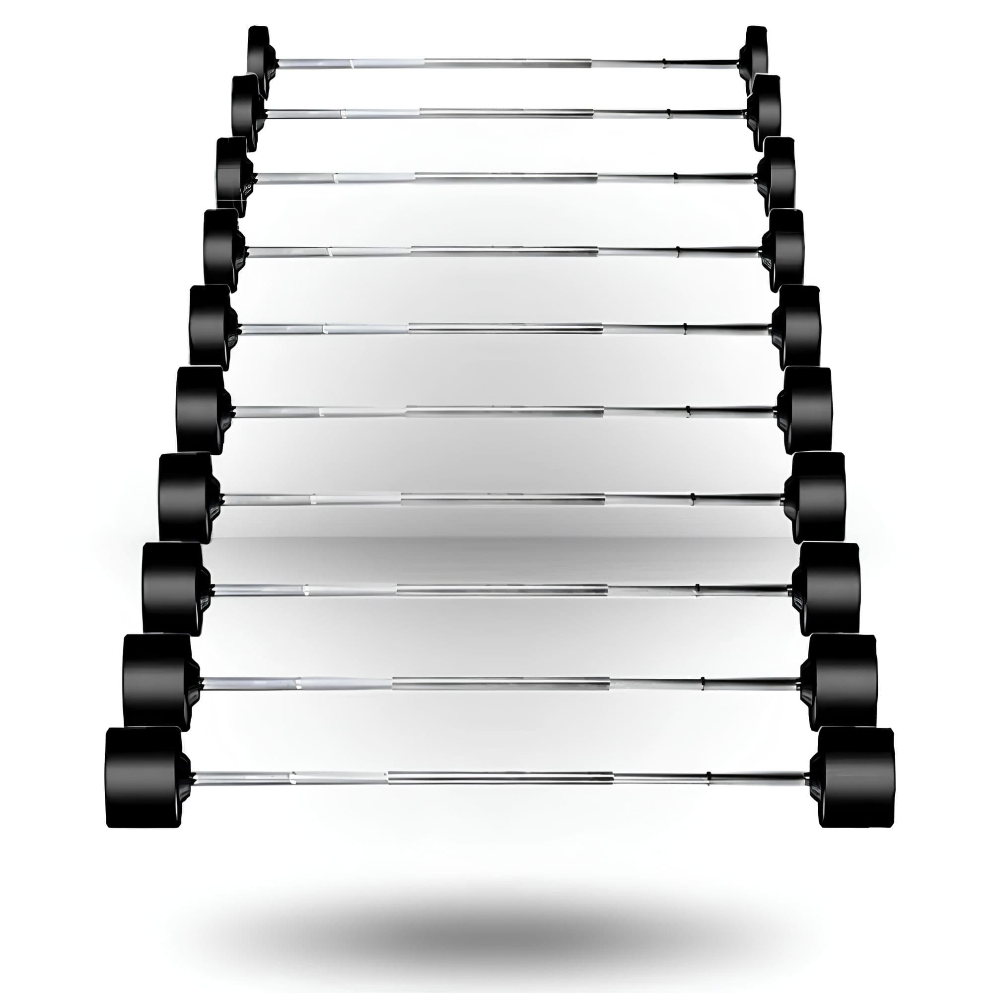 York Barbell Rubber Fixed Pro Straight Barbell Front Product Full View On White Background