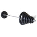 York Barbell Rubber ISO-GRIP 300lb Olympic Plate And Barbell Set Complete Weight Plate Setup On White Background