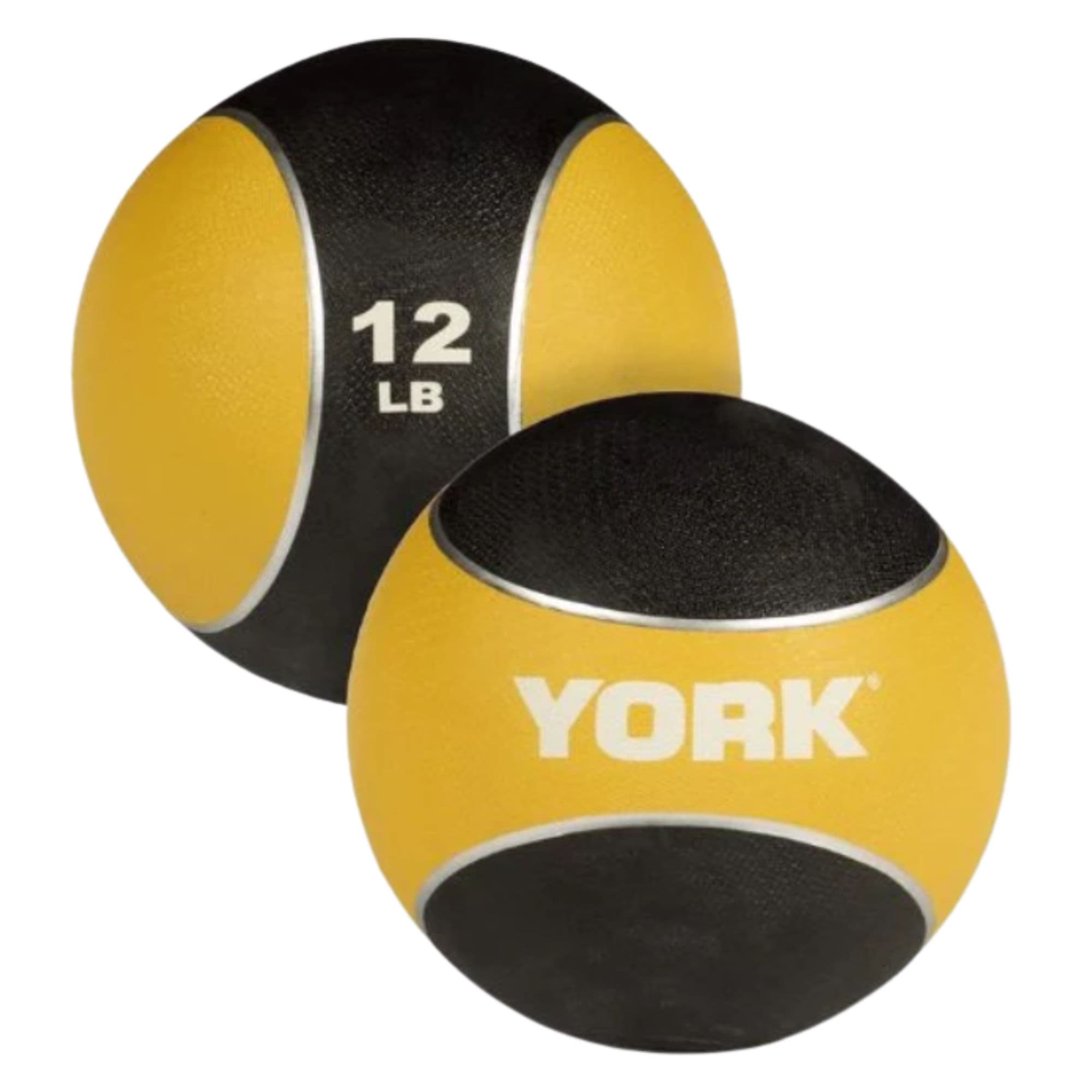 York Barbell Rubber Medicine Ball Set Detailed View Of 12LB  On White Background