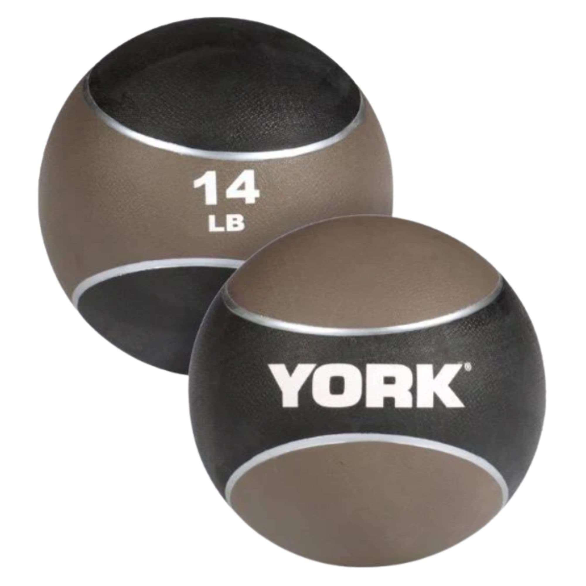 York Barbell Rubber Medicine Balls Detailed View Of 14LB  On White Background