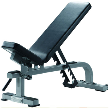 York Barbell STS Flat To Incline Bench Silver Variant Front Angle View On White Background