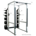 York Barbell STS Power Rack With Hook Plates With Weights Attached And Numbering In Front Angle View On White Background