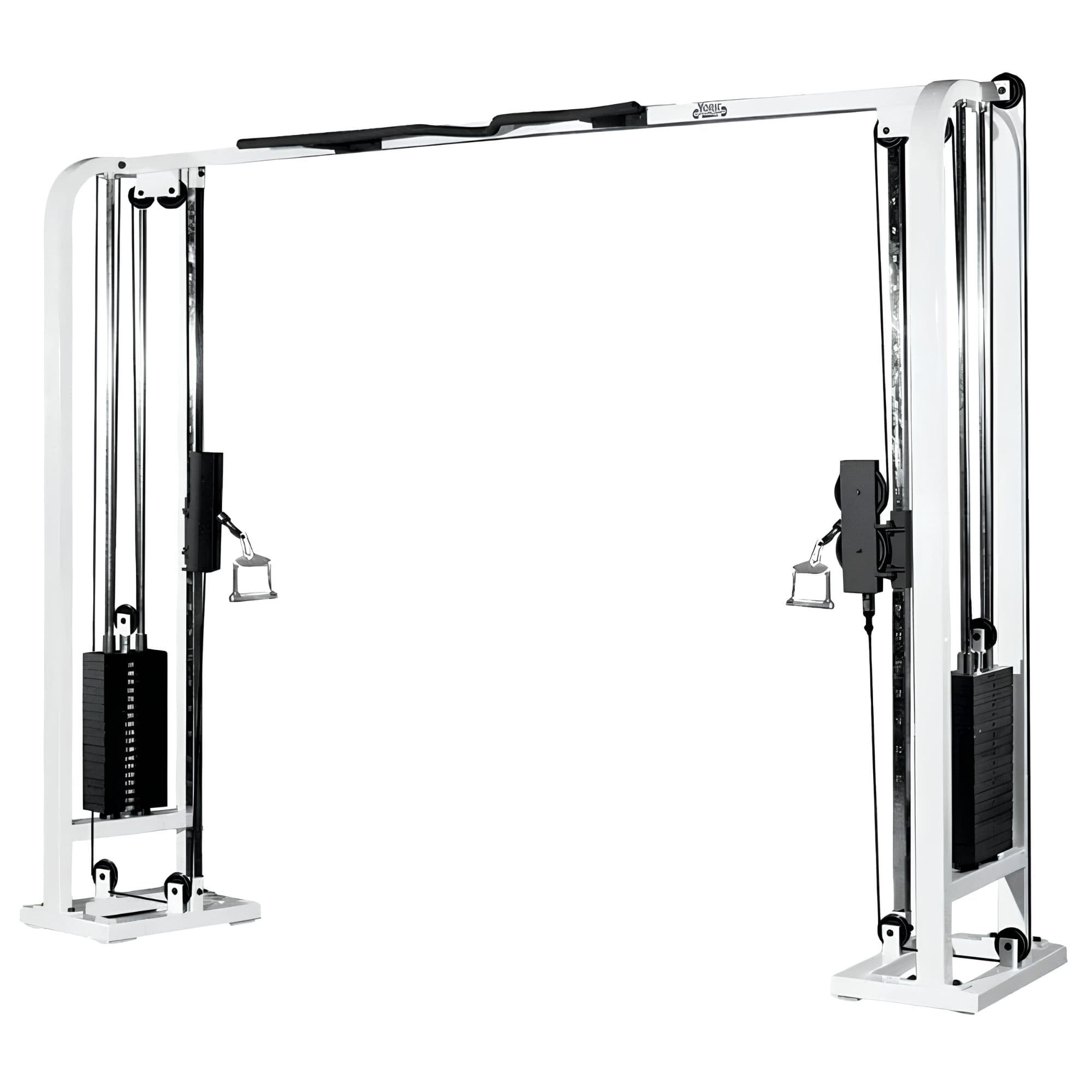 York Barbell STS Selectorized Cable Crossover White Variant Front Angle View On White Background