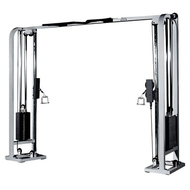 York Barbell Selectorized Cable Crossover Silver Variant Front Angle View On White Background