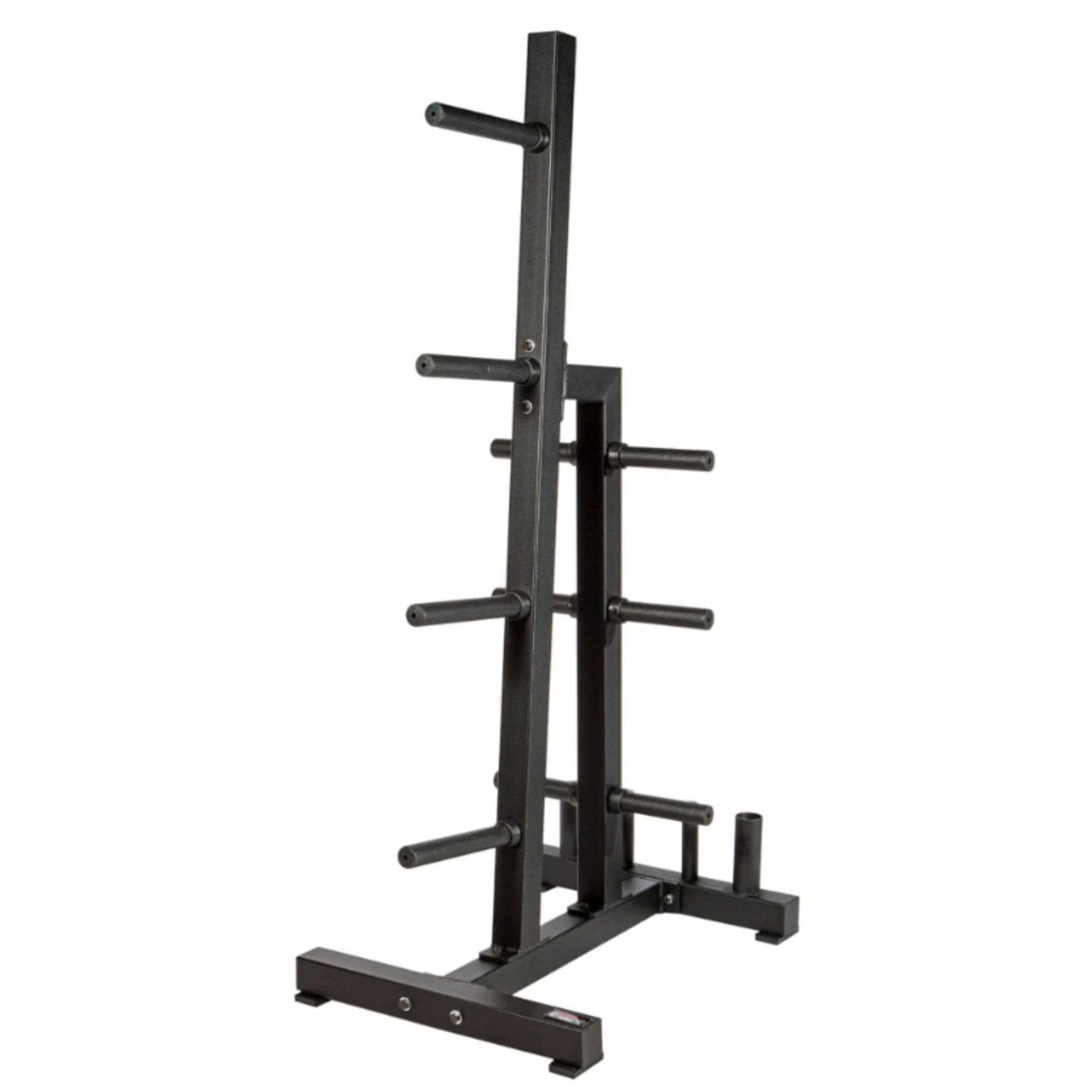 York Barbell Single-Sided Weight Plate Tree Side Angle View On White Background