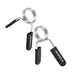 York Barbell Spring Collars – 2 Inches ChromeBulk Pair Rear Angle View On White Background