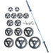 York Barbell Steel ISO-GRIP 300lb Plate and Barbell Set Full Product View On White Background