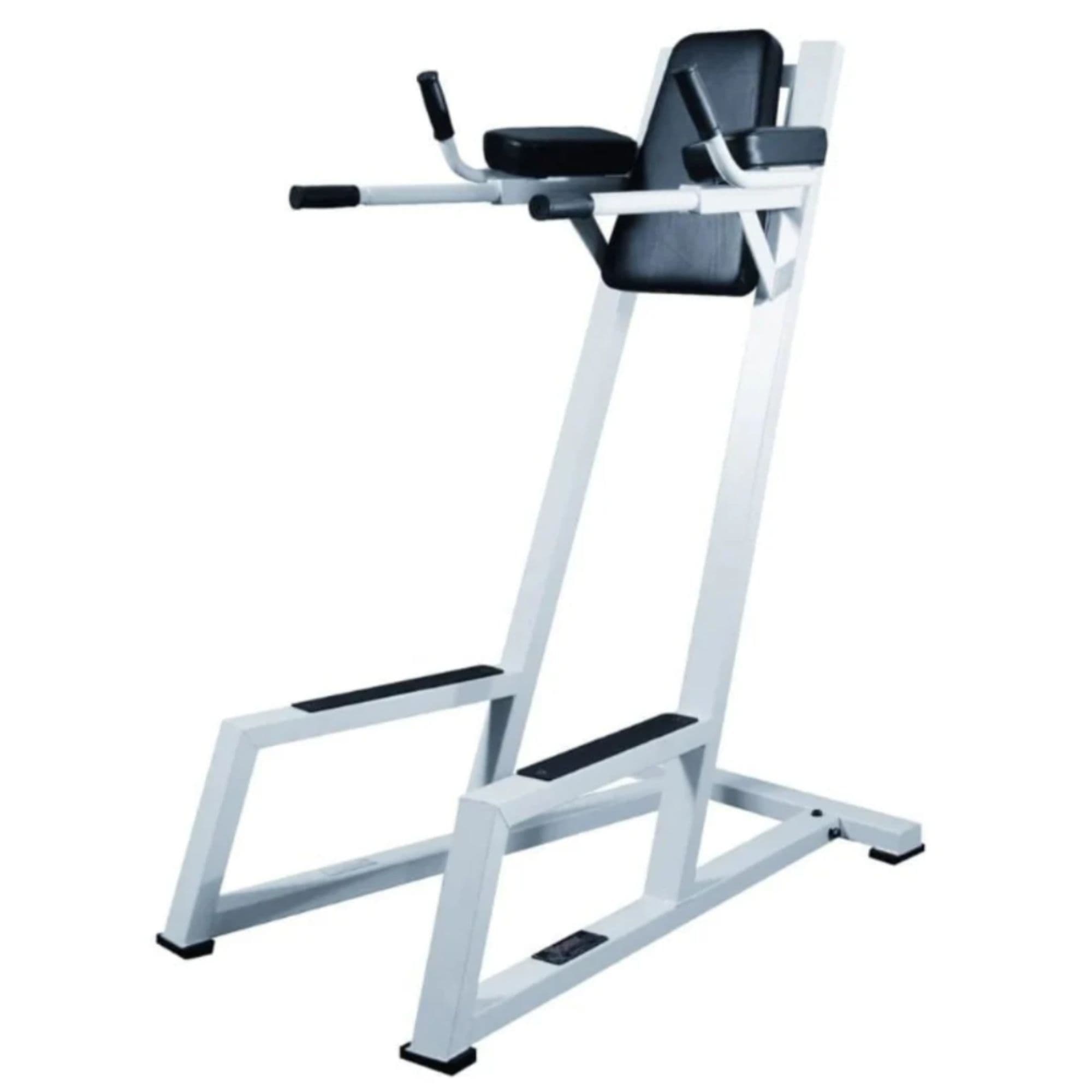 York Barbell Vertical Knee Raise W Dip White Variant Front Angle View On White Background