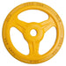 York Bumper Grip Plates Detail View Of 25LB Yellow Color On White Background