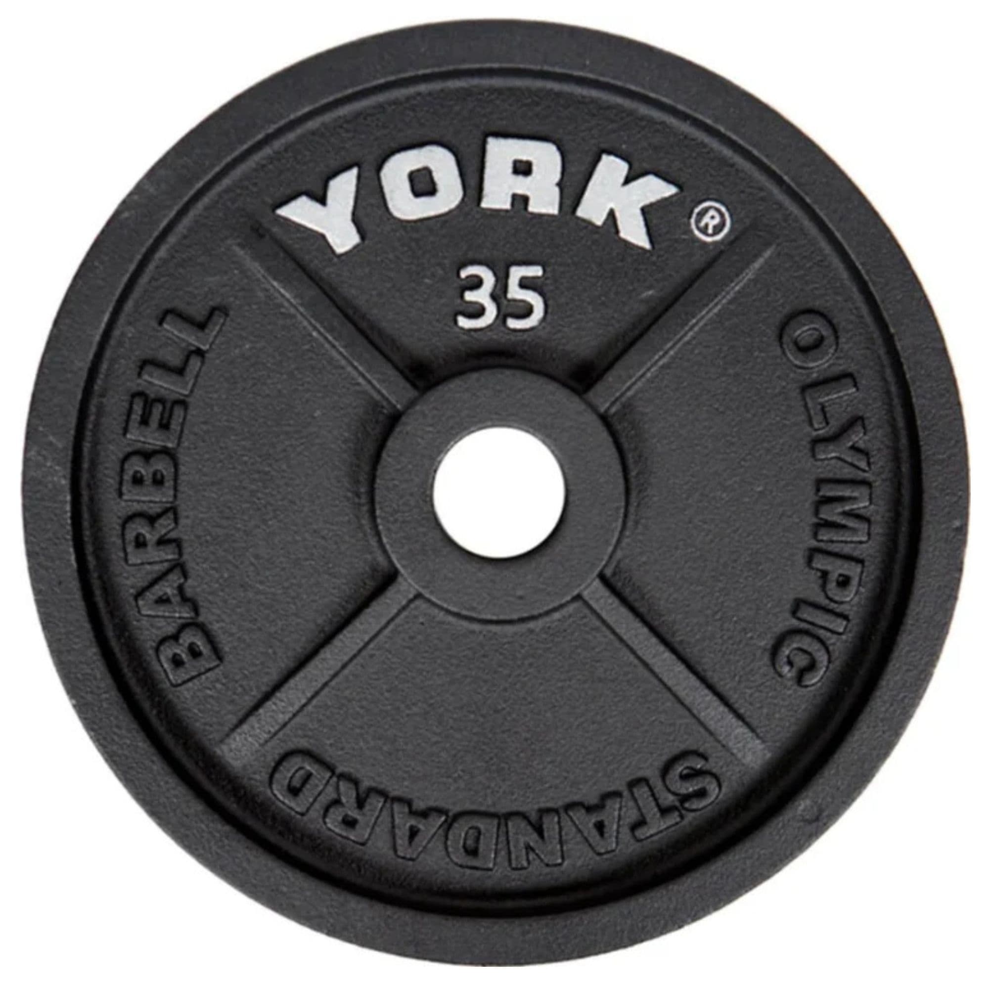 York Cast Iron Olympic Plates 35LB Detailed View On White Background
