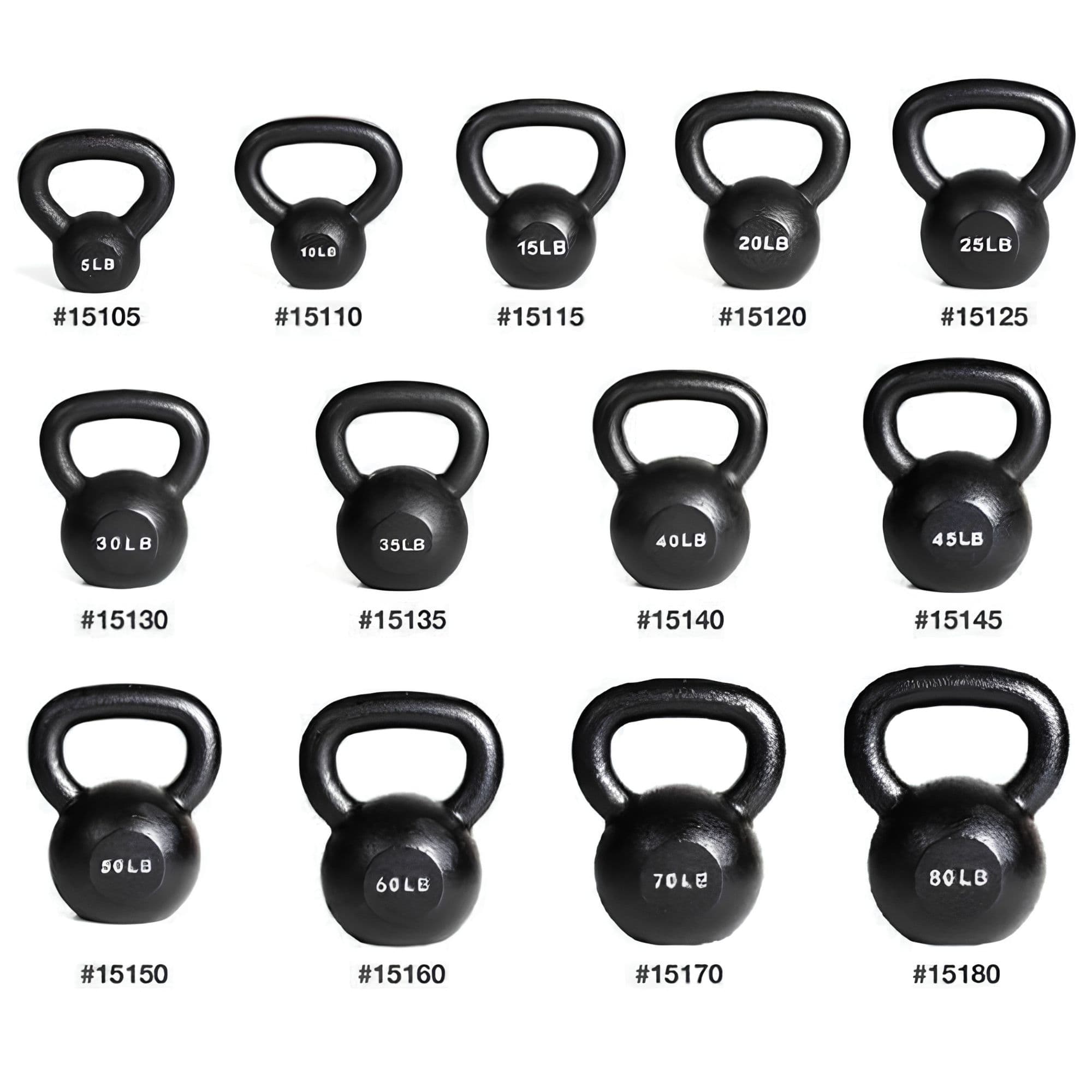 York Hercules Kettlebell Multiple Weight Options Labeled With Numbers On White Background