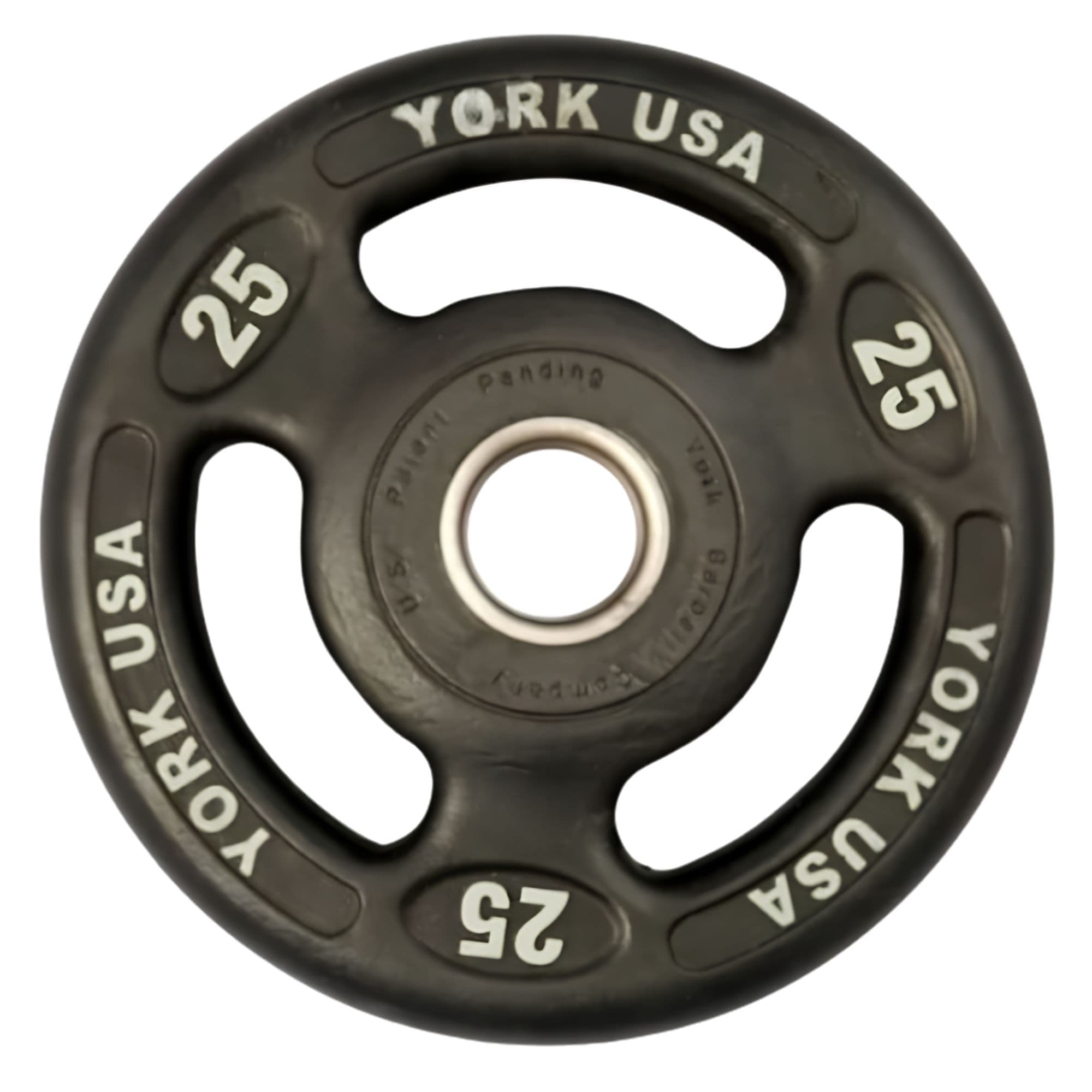 York Iso-Grip Urethane Plate Sets Detailed View Of 25 LB On White Background