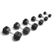 York Rubber Hex Dumbbell And Rack Package 5-75lb With Rack Arranged By Size On White Background