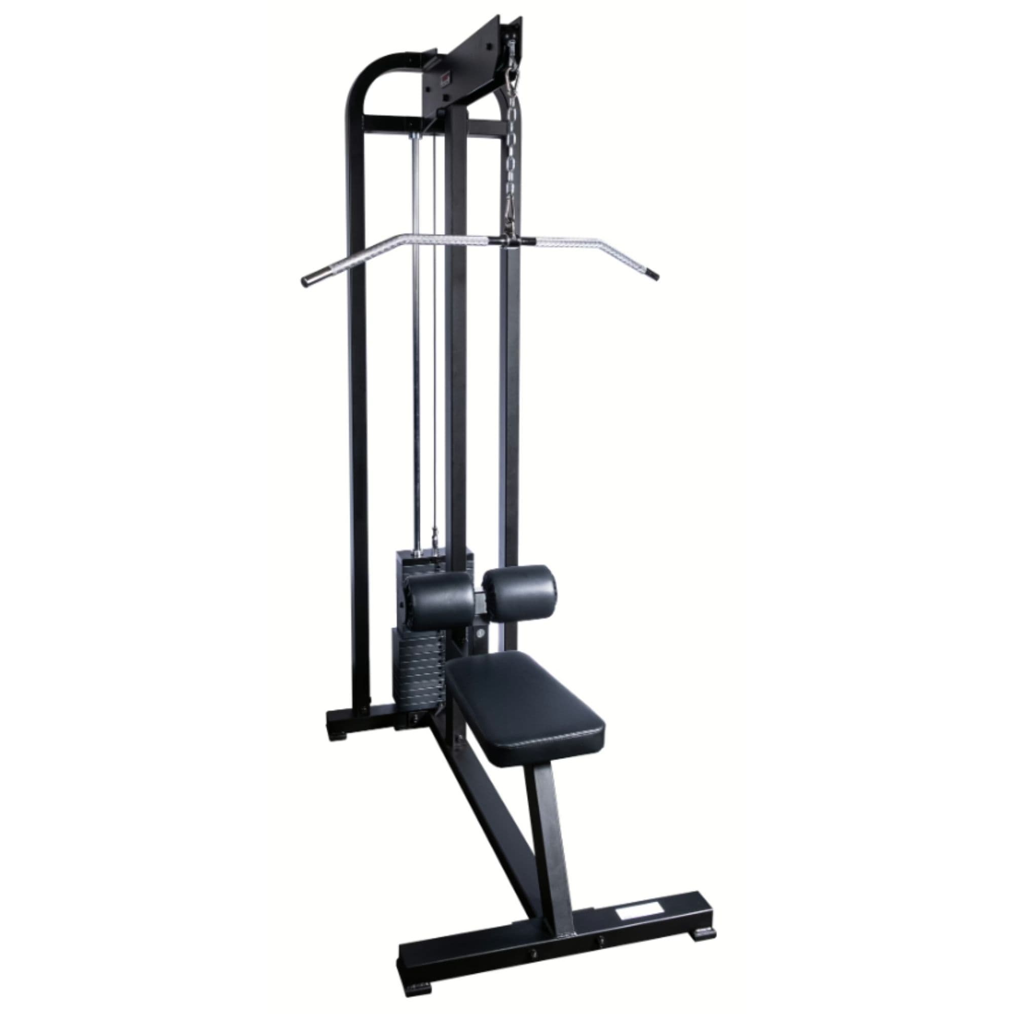 York STS Lat Pulldown Machine Black Variant Front Angle View On White Background