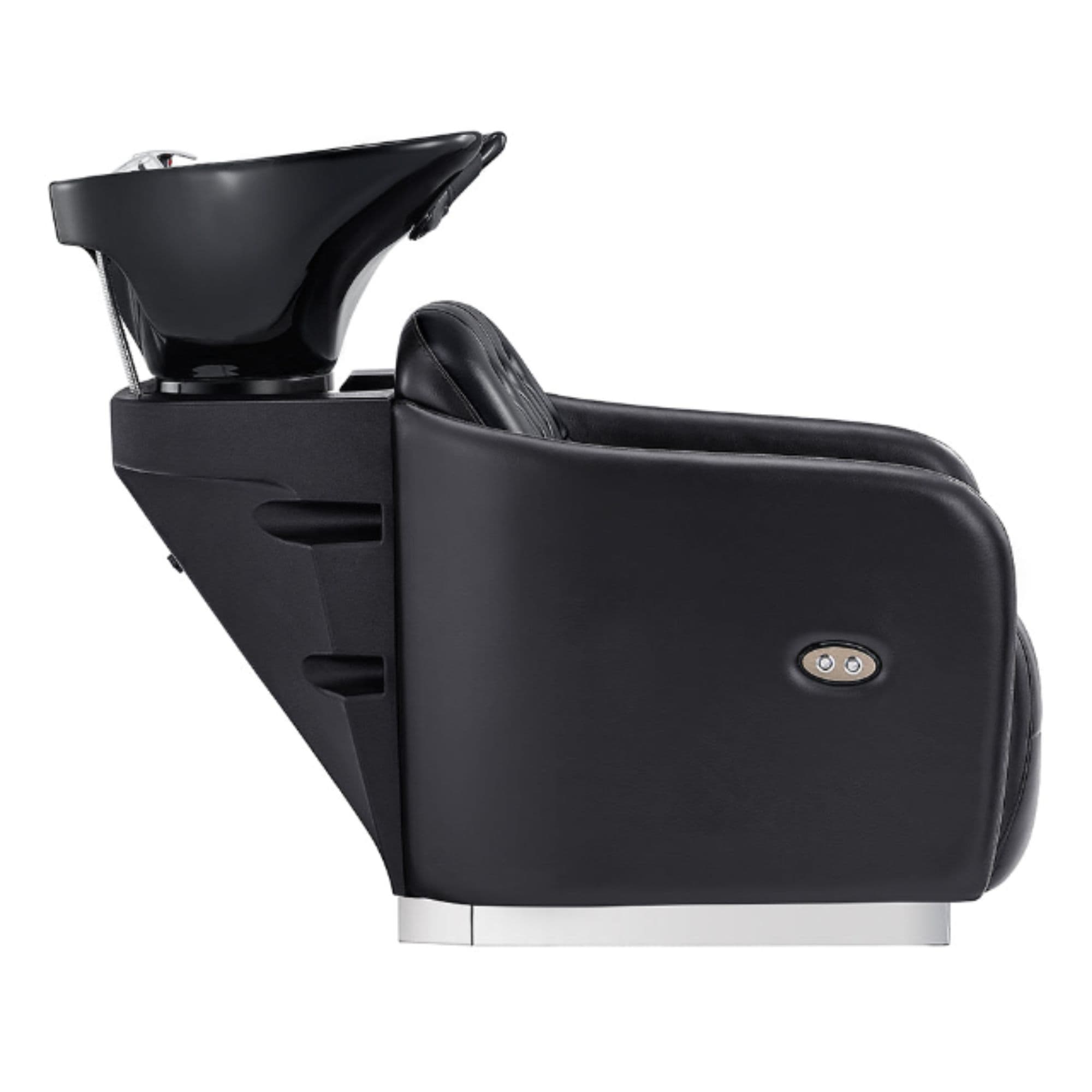 Yume Dreaming Electric Salon Backwash Station Black Side View With Black Single Sink On Clean Background