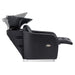 Yume Dreaming Electric Salon Backwash Station Black Side View With Black Sink Demo And Leg Rest Extended