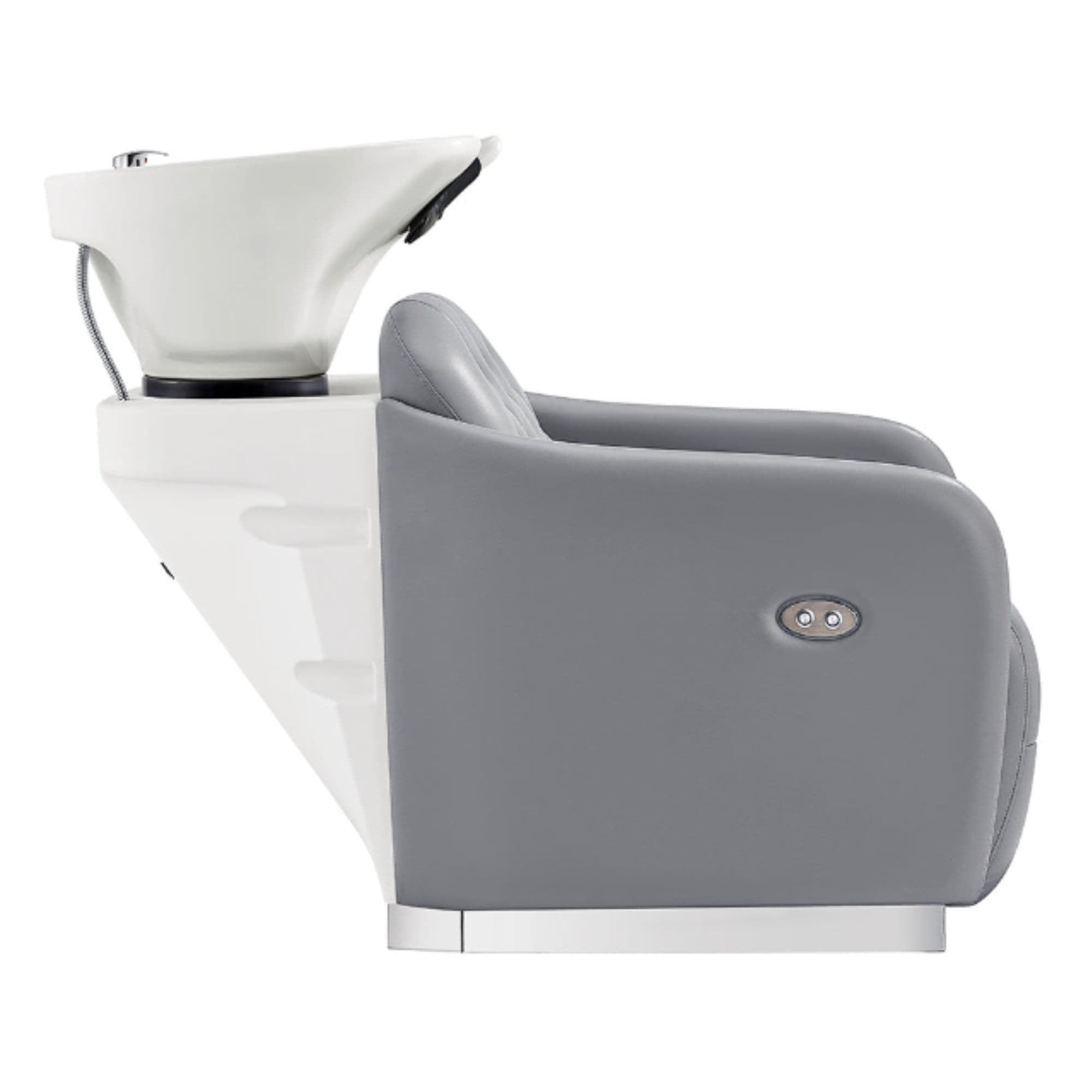Yume Dreaming Electric Salon Backwash Station Gray Side View With White Sink On Clean Background