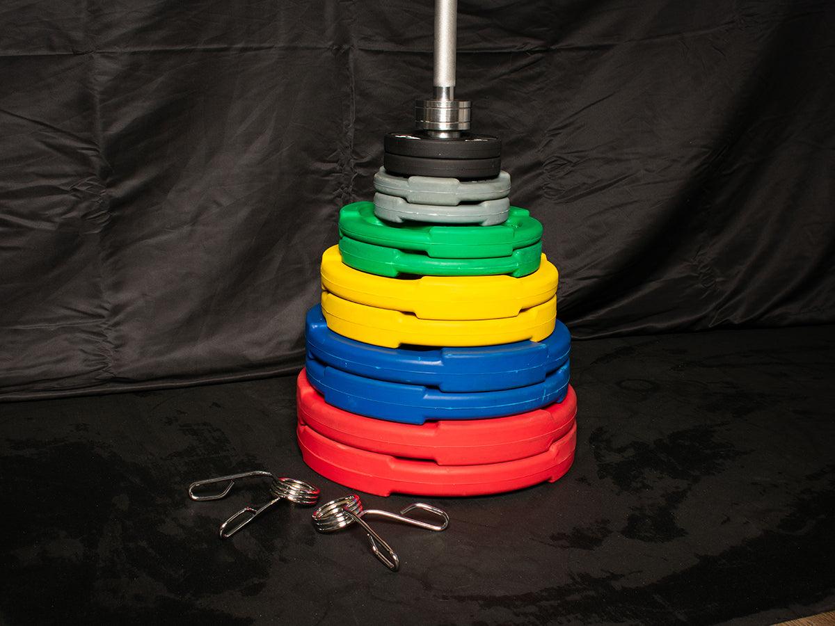 Muscle D 14 Olympic Plates + Bar + Spring Collars - Local Pick Up Only Deal(Paramount,CA)