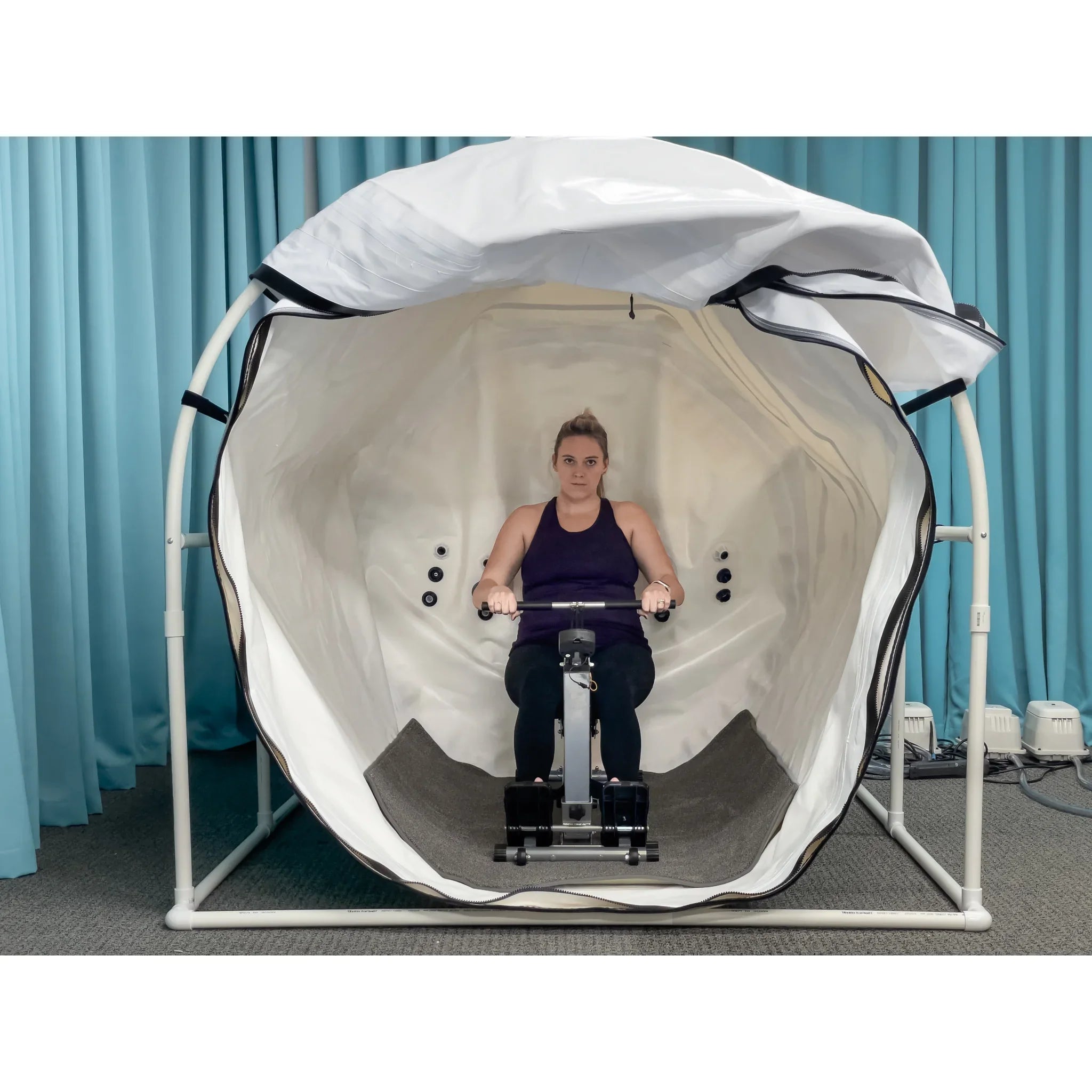 Summit to Sea Grand Dive Pro Plus hyperbaric chamber interior - rowing machine