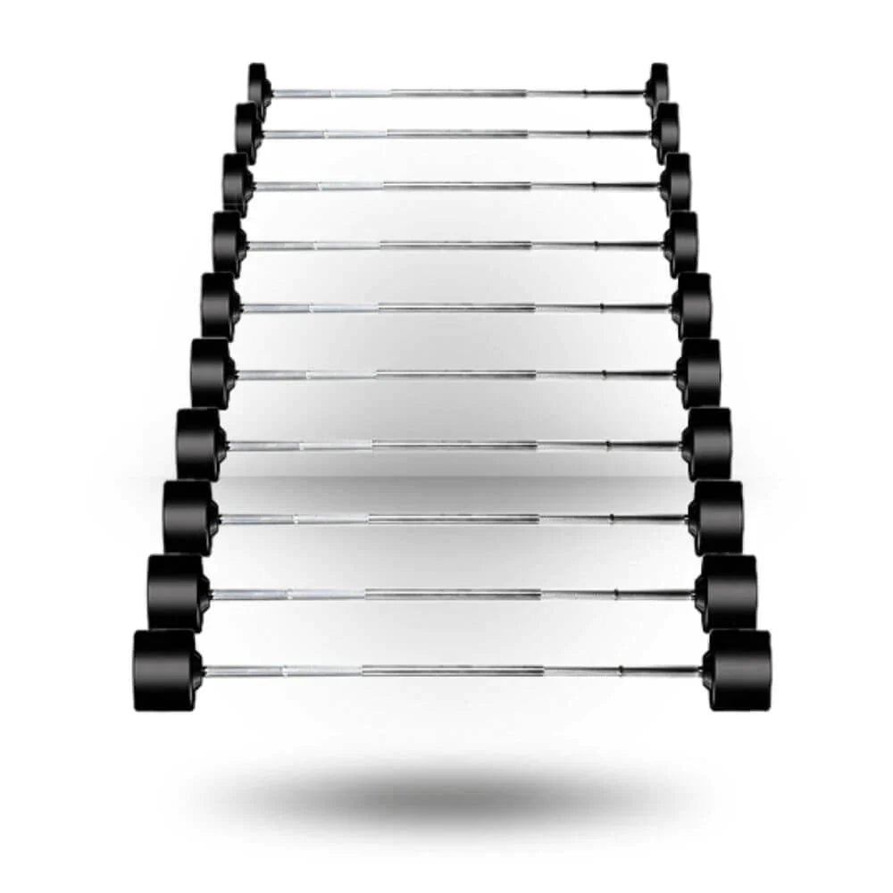 York Barbell Rubber Fixed Pro Straight Barbell Set